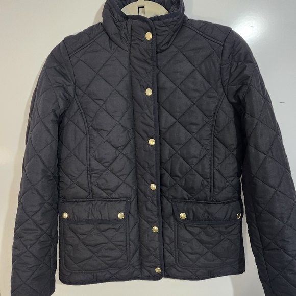 JCrew Black Quilted Jacket with Gold Accents, Size XS - Picture 11 of 11